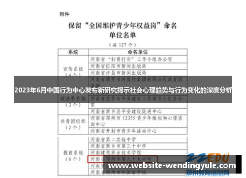 2023年6月中国行为中心发布新研究揭示社会心理趋势与行为变化的深度分析